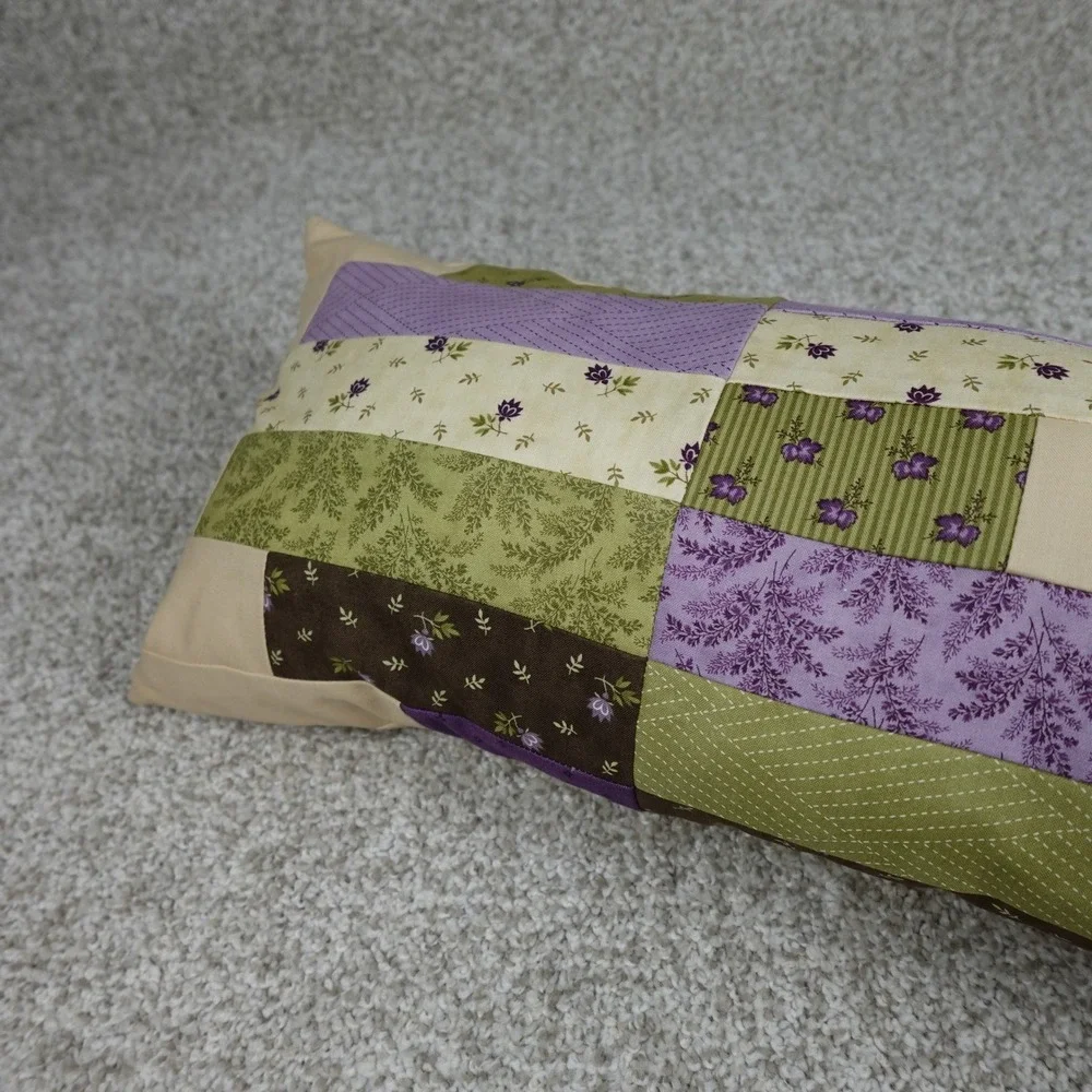 Handmade‎ Patchwork Quilt Lumbar Pillow Mystic Floral Pattern 27.5x10.5